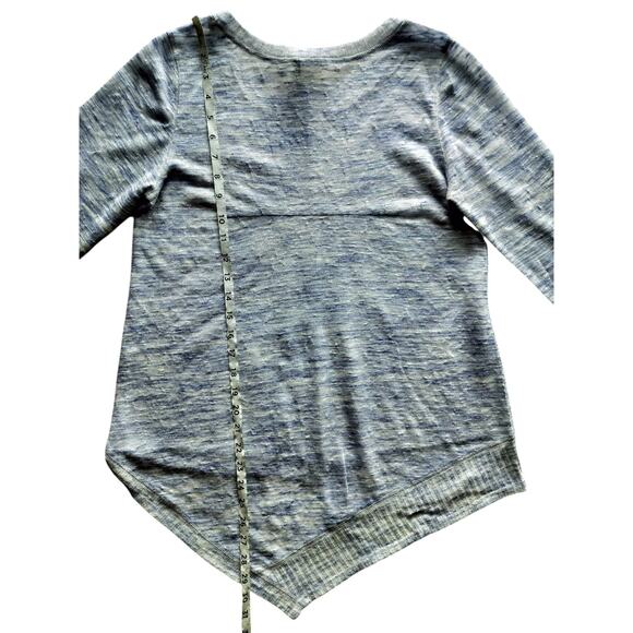 Akemi + Kin Light Blue Anthropologie Ezri Asymmetric Knit Long Sleeve Top Sz XSP - Picture 7 of 10